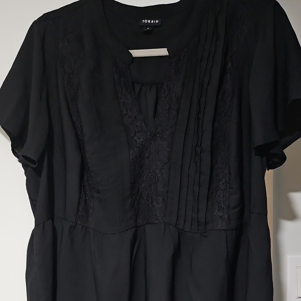 Torrid Elegant Black Blouse with Lace Accents